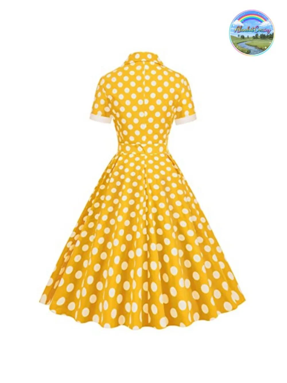 Vintage 1950s Retro Rockabilly Swing Dress Short Sleeve Peter Pan Collar A-Line